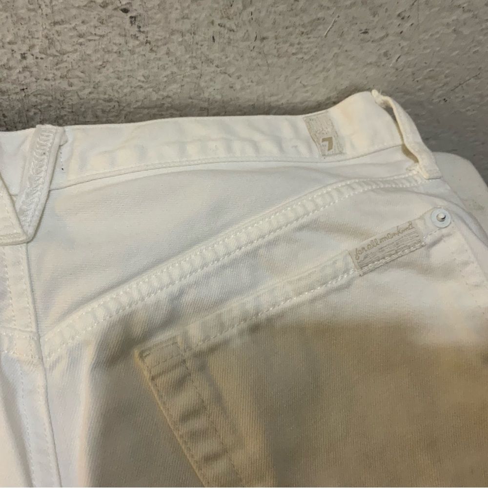 7 for all Mankind Cutoff Denim Shorts button fly in White size 28 - Picture 9 of 14